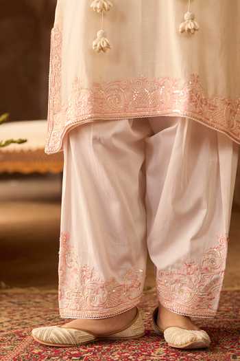 Buy_Sheetal Batra_Pink , Chanderi, Cotton, Organza Hani Kurta Set 