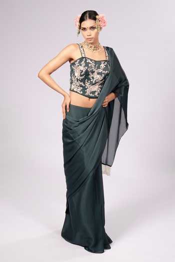 Rirasa Aabha Embroidered Crepe Saree & Bustier Set 