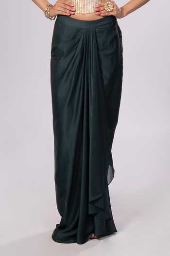 Rirasa_Gold Crepe Gota Patti Sweetheart Neck Ira Corset And Skirt Set _Online_at_Aza_Fashions