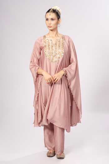 Rirasa Hansika Silk Blend Kaftan & Pant Set 