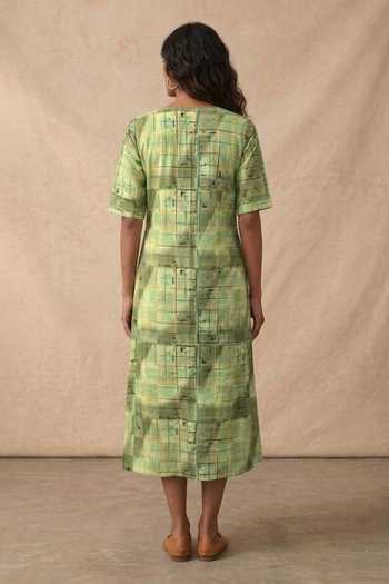 Vedika M Mint Chequered Midi Dress 