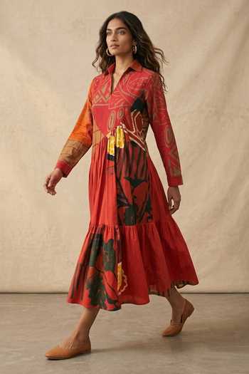 Vedika M Scarlet Pintuck Dress 