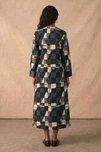 Vedika M Black Chequered Dress With Jacket 
