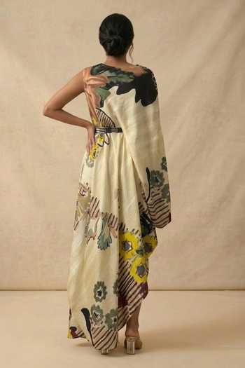 Vedika M Sand Bloom Dress With Belt 