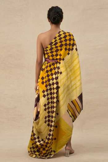 Vedika M Golden Hour One Shoulder Draped Dress 