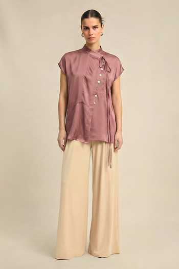 Neora By Nehal Chopra Pink Crew Neck Top 