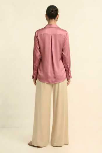 Neora By Nehal Chopra Pink Wrap Shirt 