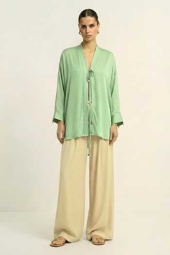 Neora By Nehal Chopra Ash Green Loop Shirt 