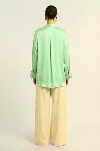 Neora By Nehal Chopra Ash Green Loop Shirt 