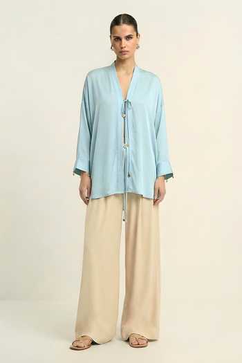 Neora By Nehal Chopra Tropical Breeze Blue Loop Shirt 