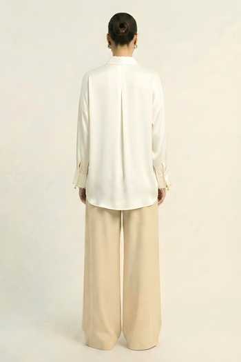 Neora By Nehal Chopra Ivory White Loop Shirt 