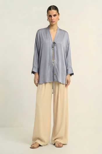 Neora By Nehal Chopra Steel Grey Loop Shirt 