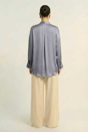 Neora By Nehal Chopra Steel Grey Loop Shirt 