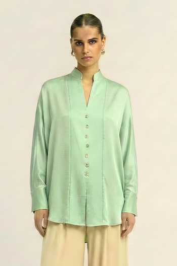 Neora By Nehal Chopra Ash Green Shirt 
