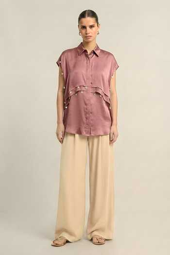 Neora By Nehal Chopra Pink Coin Flap Shirt 