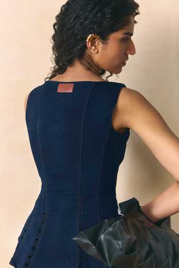 Shop_Zwaan_Blue Denim Square Neck Chloe Top And Jeans Set _Online_at_Aza_Fashions