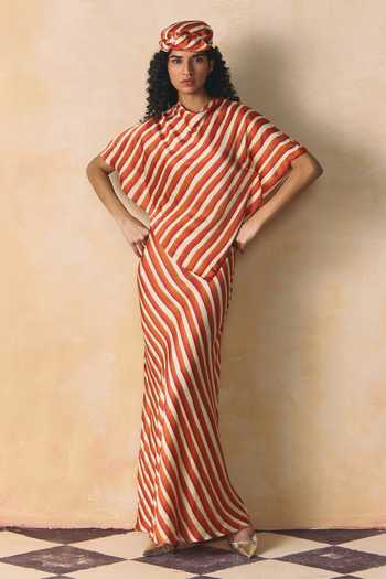Zwaan Blaze Striped Linen Satin Top & Skirt Set 