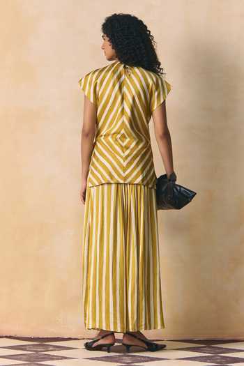 Zwaan Hazel Striped Linen Satin Top & Skirt Set 