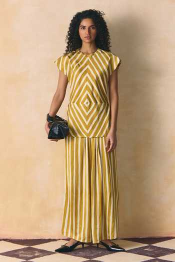 Zwaan Hazel Striped Linen Satin Top & Skirt Set 