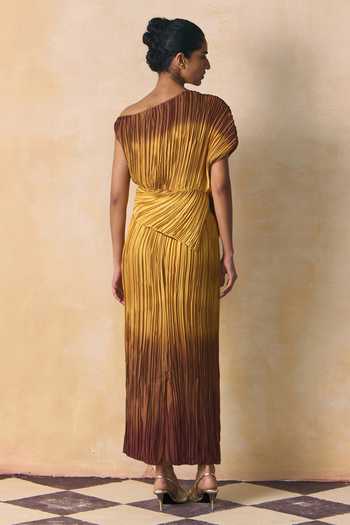 Zwaan Marigold Plisse Armani Satin Top & Skirt Set 