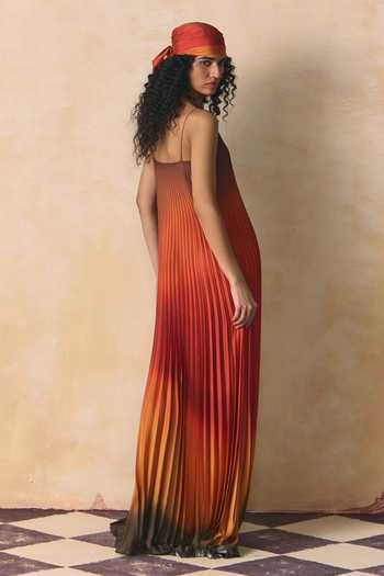Zwaan Olive Ombre Armani Satin Dress 