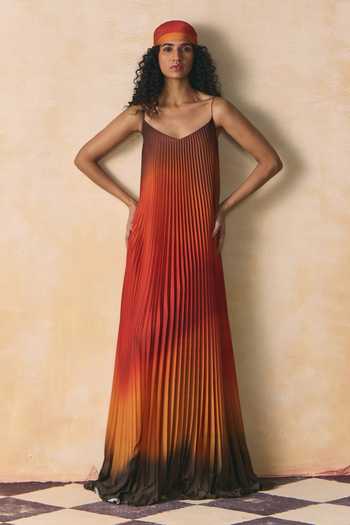 Zwaan Olive Ombre Armani Satin Dress 