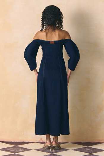 Zwaan Eve Elasticated Denim Off-Shoulder Maxi Dress 