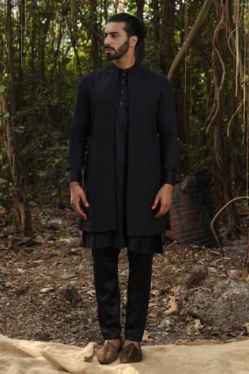Surabhi Agarwal Self Embroidered Nehru Jacket Kurta Set 
