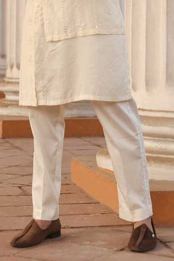 Surabhi Agarwal_Off White Silk, Cotton, Satin Layered Embroidered Kurta And Pyjama Set _Online_at_Aza_Fashions