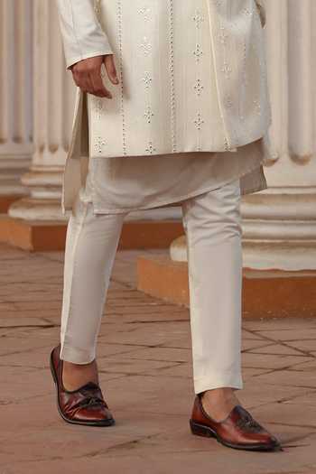 Surabhi Agarwal_Off White Silk, Cotton Mirror Embroidered Nehru Jacket Kurta Set _Online_at_Aza_Fashions