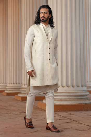 Surabhi Agarwal Mirror Embroidered Nehru Jacket Kurta Set 