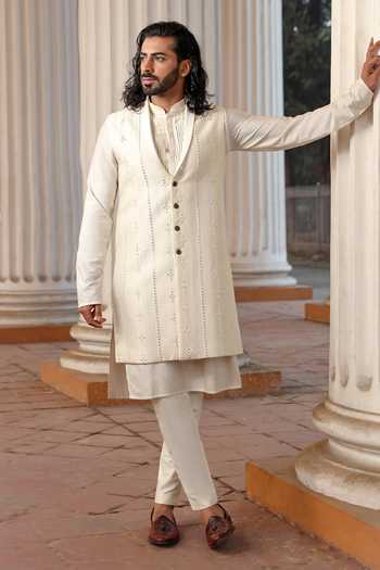 Surabhi Agarwal Mirror Embroidered Nehru Jacket Kurta Set 