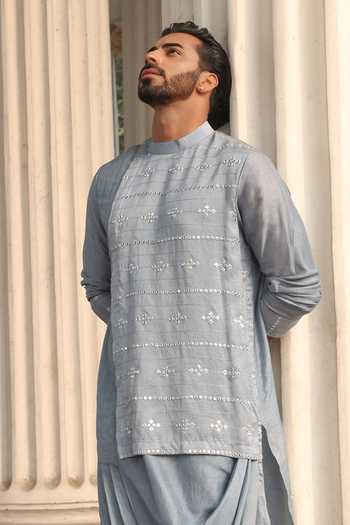 Surabhi Agarwal Overlap Mirror Embroidered Kurta & Pyjama Set 