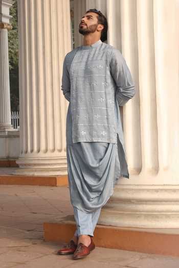 Surabhi Agarwal Overlap Mirror Embroidered Kurta & Pyjama Set 