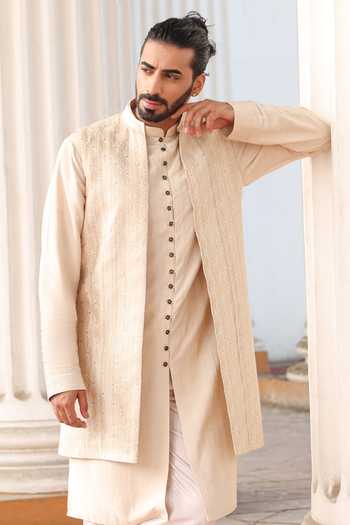 Surabhi Agarwal Geometric Embroidered Nehru Jacket Kurta Set 