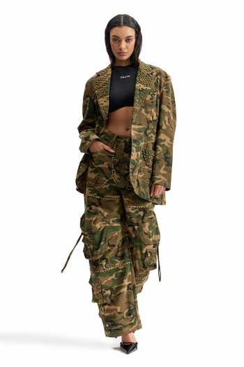 Buy_Cilvr_Brown Cotton Combat Studded Jacket _Online_at_Aza_Fashions