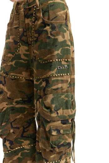 Cilvr_Brown Cotton Combat Studded Cargo Pant _at_Aza_Fashions