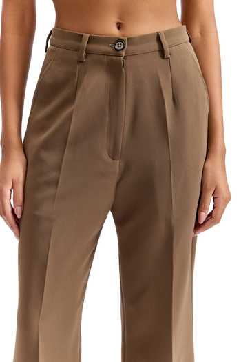 Shop_Cilvr_Brown Viscose, Polyester Sand Wide Bottom Trouser _Online_at_Aza_Fashions