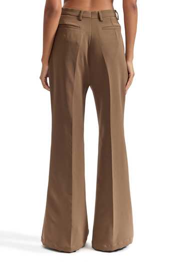 Cilvr_Brown Viscose, Polyester Sand Wide Bottom Trouser _at_Aza_Fashions