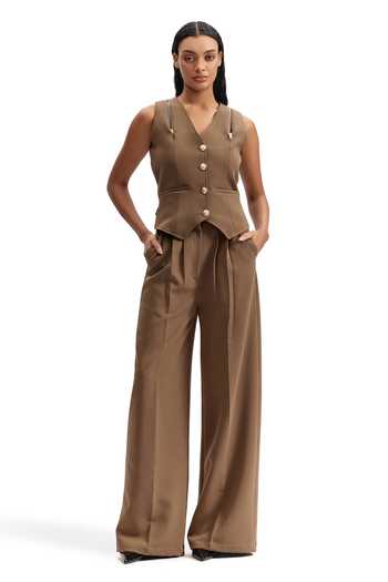 Cilvr Sand Utility Waistcoat Pant Set 