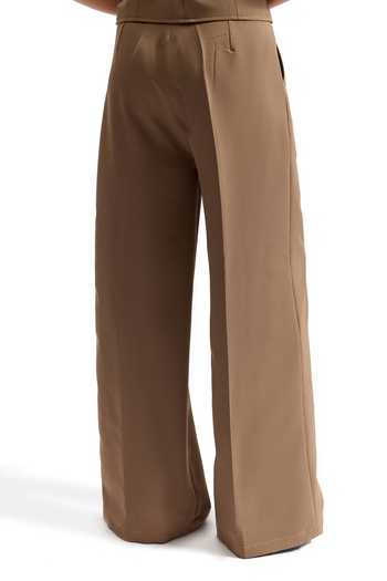 Shop_Cilvr_Brown Viscose, Polyester Sand Tailored Pant _Online_at_Aza_Fashions
