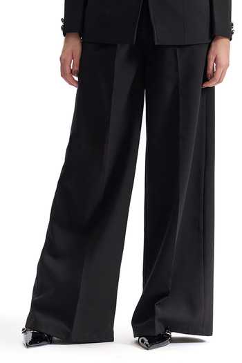Shop_Cilvr_Black Viscose, Polyester Studded Lapel Obsidian Power Suit Set _Online_at_Aza_Fashions
