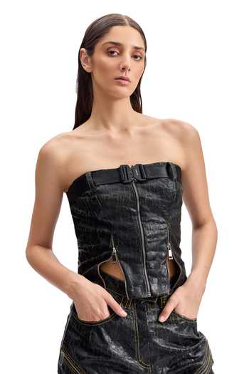 Cilvr Cracked Leather Utility Corset 