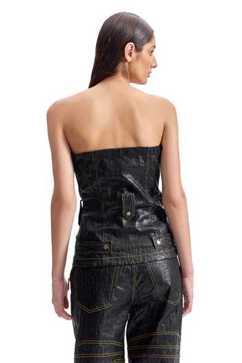 Cilvr Cracked Leather Biker Corset Pant Set 