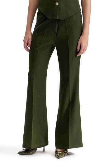 Shop_Cilvr_Olive Green Viscose, Polyester V-neck Studded Lapel Waistcoat Pant Set _Online_at_Aza_Fashions