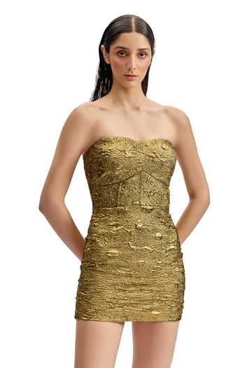 Cilvr Sculpted Gold Corset Dress 