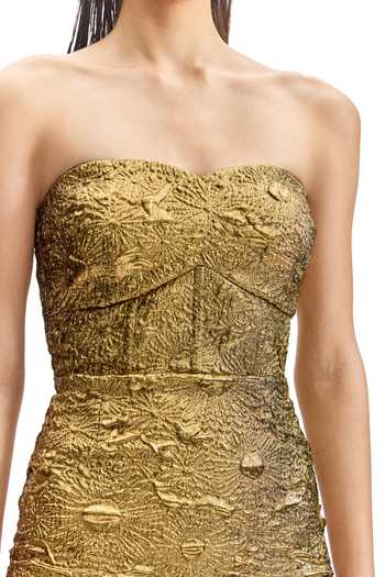 Buy_Cilvr_Gold Polyester Sweetheart Neck Sculpted Corset Dress 