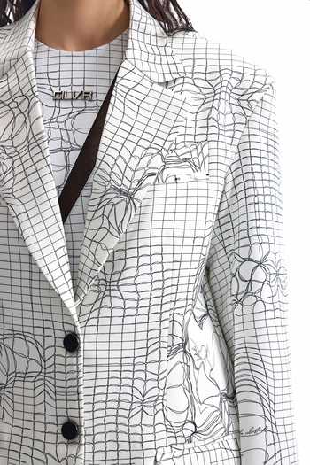 Buy_Cilvr_White Viscose, Polyester Entangled Mesh Tailored Suit Set 