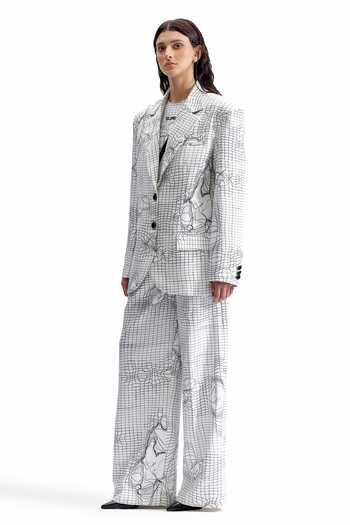 Shop_Cilvr_Black Viscose, Polyester Collared Entangled Mesh Tailored Blazer _Online_at_Aza_Fashions