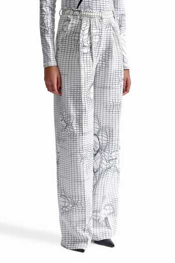 Shop Cilvr Black Viscose, Polyester Entangled Mesh Tailored Trouser Online at Aza Fashions Shop_Cilvr_Black Viscose, Polyester Entangled Mesh Tailored Trouser _Online_at_Aza_Fashions